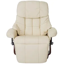 Robas Lund MCA Relaxsessel Calgary 2, Fernsehsessel Sessel, Echtleder 150kg belastbar ~ creme, Walnuss-Optik