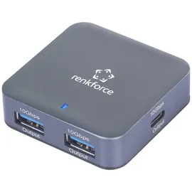 Renkforce RF-USBH-500 2+2 Port USB 3.2 Gen 2-Hub mit Aluminiumgehäuse Aluminium-Grau