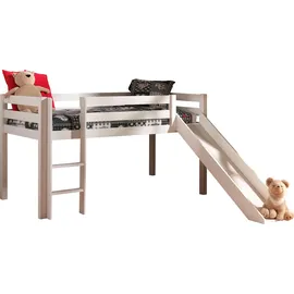 Vipack Hochbett Pino mit Rutsche 90 x 200 cm Kiefer massiv weiß