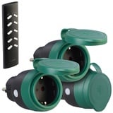 3er-Set Outdoor-Mini-Funksteckdosen, Fernbedienung, bis 3.680 W, IP44