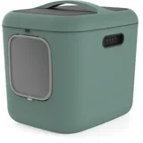 Rotho Biala XXL Katzenklo mit Deckel grün aus Kunststoff