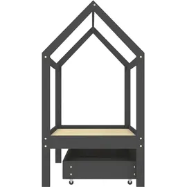 vidaXL Kinderbett mit Schublade 70 x 140 cm Kiefer massiv dunkelgrau