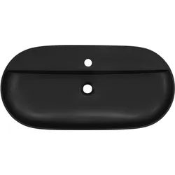 LuxeBath Keramik Waschbecken Waschtisch Aufsatzwaschbecken Waschschale Schwarz 800x400 mm