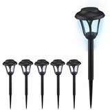 Relaxdays Solarlampen 6er Set, LED Solarlicht mit Erdspieß, HxD: 39 x 11 cm, Moderne Gartenbeleuchtung, draußen, schwarz, Pack