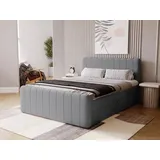 GRAINGOLD - Boxbett mit Bettkasten 180x200 Dunkelgrau Samt, Osteno