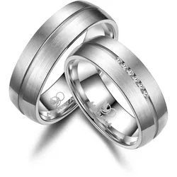 Verlobungsring MARRYA "Titan Ringe Trauringe Eheringe Partnerringe" Gr. 76, silber (herren ring, silber), Fingerringe, Damen, 76, Titan
