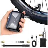 Pdgrid Akku-Luftpumpe 5000 mAh Tiny Bike Pump Pompa Portatile mit Bildschirm mit Lichtquelle, 150PSI für MTB-Straßenradfahren und Mountainbiking schwarz
