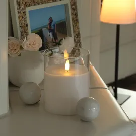 MARELIDA LED Kerze Windlicht H 12,5 cm D 10 cm weiß