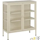 Tectake Baker Metallvitrine 80 x 37 x 90,5 cm Creme/Metall