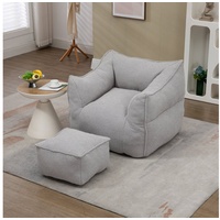 OKWISH Sitzsack Lazy Sofa/Fußhocker, Komfort-Schaukelstuhl mit hoher Rückenlehne (Couchsessel für Erwachsene und Kinder, für drinnen und draußen) grau