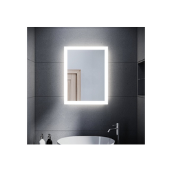 SONNI Badspiegel Badspiegel mit Beleuchtung 60×50 cm Wandschalter Badezimmerspiegel LED Badspiegel Wandspiegel Badspiegel Lichtspiegel IP44 silberfarben