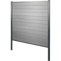 MCW WPC-Sichtschutz Savoie, Windschutz Zaun, Alu-Pfosten zum Einbetonieren ~