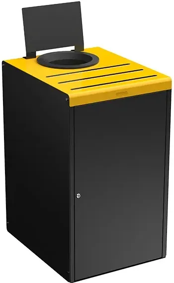 ALITRI Wertstoffbehälter Rossignol mit Schloss 90L grau/gelb Wertstoffbehälter für Küchen in Mangangrau/ Rapsgelb