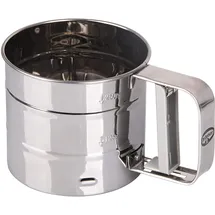 Dr. Oetker Einhand-Mehlsieb Edelstahl, Handsieb, inklusive Aufbewahrungsbox, Profi-Küchensieb, Menge: 1 Stück