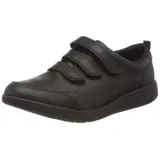 CLARKS Jungen Scape Sky Y Sneaker, Schwarz (Black Leather Black Leather), 36 EU Weit