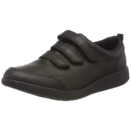 CLARKS Jungen Scape Sky Y Sneaker, Schwarz (Black Leather Black Leather), 36 EU Weit