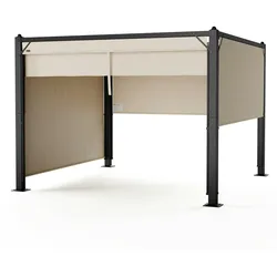 Blumfeldt Pantheon Cortina Pavillon 3x3m | wetterbeständig | Aluminium | pulverbeschichtet | Rollläden Anthrazit / Beige