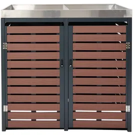 Mendler Mülltonnenverkleidung HWC-K14 124 x 146 x 102 cm blau