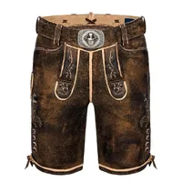 Almbock Trachtenlederhose Trachtenhose Wildbock König Ludwig (2-tlg) dunkelbraun mit Gürtel braun 46