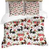 Abakuhaus Bettwäsche Weicher Microfaserstoff Allegigeignet kein Verblassen, Microfaser, Pferde Abstract Floral Stallion bunt