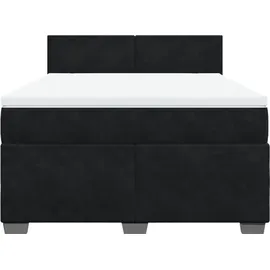 vidaXL Boxspringbett mit Matratze Schwarz 140x200 cm Samt