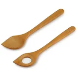 Kochlöffel Holzlöffel- und Pfannenwender 2er Set - Küchenhelfer aus edlem Kirschholz - Hitzebeständig, antibakteriell - 100 % EU Naturprodukt - plastikfrei & gesund, 2er Set