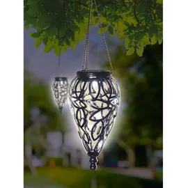 GLOBO Solarlampe Gartendeko Hängeleuchte Außenlampe hängend LED Solarleuchte, im Tropfen Design, Metall schwarz,