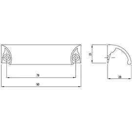 Hermeta Möbelgriff schwarz elox.78mm HERMETA