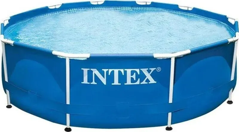 INTEX Blau, Pool mit Metallrahmen D305xH76cm, Aufstellbarer Pool mit Filterpumpe, Einfach zu montierender Pool, Großer runder Pool für den Sommer