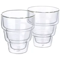 Latte-Macchiato-Glas MULEX "Mulex Gläser Set Denver", transparent, H:10cm Ø:7cm, Borosilikatglas, Trinkgefäße, Latte-Macchiato-Glas, doppelwandiges Trinkglas ideal f. Kaffee, Cappuccino, Latte Macchiatto