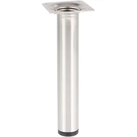 Wagner Möbelbein Classic Retro - Ø 30 x 200 mm, Anschraubplatte 60 x 60 mm, Gewinde Ø 10 mm, Edelstahl Optik - 12112001