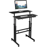 Soges - Verstellbarer Computertisch Laptoptisch Mobiler Schreibtisch PC-Tisch Notebooktisch Laptopständer - Schwarz