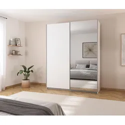 rauch Schwebetürenschrank »Quadra« mit Spiegel - 181x62x229cm - weiß - Holz
