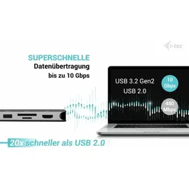 iTEC i-tec USB-C 4K Metal Nano Dock - 2x HDMI, 4x USB-C (10Gbps), 1x USB-A (10Gbps), 2x USB-A 2.0, Audio, SD/TF, LAN 1 Gbps, PD 3.1 (140W)