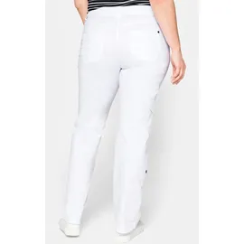 sheego Cargohose SHEEGO, Damen, Gr. 25, Kurzgrößen, weiß, 97% Baumwolle, 3% Elasthan, unifarben, Hosen Cargohose