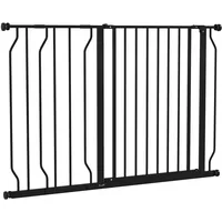 PawHut Türschutzgitter Treppenschutzgitter, 75-115 cm Hunde Türgitter Schwarz