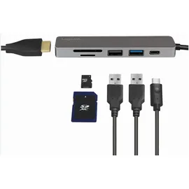 Logilink USB-C Hub HDMI, PD, Kartenleser, USB 3.2 Gen 1x1 - Silber