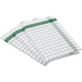 Ross 3er Pack Halbleinen Geschirrtücher, Exclusiv Karo Weißfond 50x70 cm | grün - grün