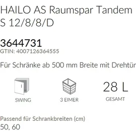 HAILO Mülleimer Küche, Einbau ab 50cm Schrank, 3-fach Abfalleimer