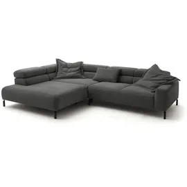 KAWOLA Sofa DELIA Ecksofa Cord grau Recamiere links
