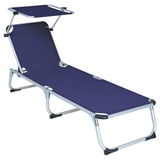 Divero Sonnenliege Sonnendach blau 187x57x30 cm Alu Campingliege klappbar Keret