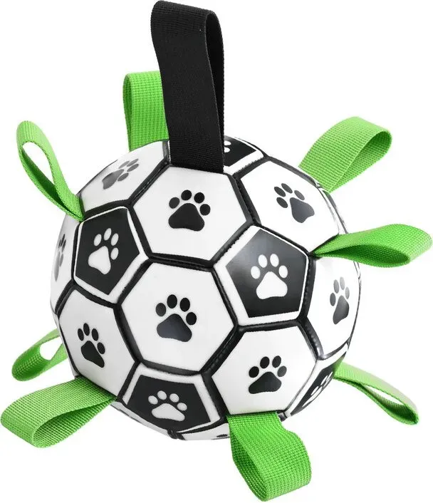Blinkit interaktives Fußballspielzeug für Haustiere, leichtes, hochelastisches Design, verschleißfeste und bissfeste Gewebestruktur, umlaufende, aufblasbare, tragbare Aufbewahrung, geeignet für interaktives Spielen aller Hunderassen – 18 cm
