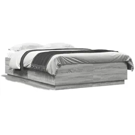 vidaXL Bettgestell mit LED Grau Sonoma 160x200 cm Holzwerkstoff