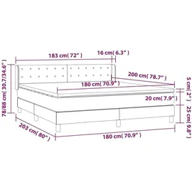 vidaXL Boxspringbett 180 x 200 cm Schwarz