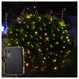 Gartenpirat Batterie-Lichternetz 3 x 3 m 200 LED warmweiß Timer-Funktion Lichterkette Beleuchtung außen