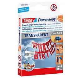 tesa Powerstrips TRANSPARENT Klebestreifen für max. 200,0 g 1,5 x 4,2 cm, 16 St.