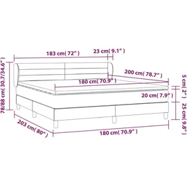 vidaXL Boxspringbett mit Matratze Dunkelbraun 180x200 cm Stoff