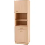 kochstation Mehrzweckschrank "KS-Elster", braun (buchefarben), B:60cm H:200cm T:50cm, Holzwerkstoff, Schränke, Mehrzweckschrank, Breite 60 cm
