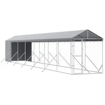 vidaXL Outdoor-Hundezwinger mit Dach 2 x 14 x 2,5 m Stahl Silber