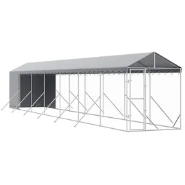 vidaXL Outdoor-Hundezwinger mit Dach 2 x 14 x 2,5 m Stahl Silber